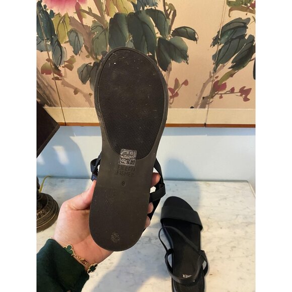 Eileen Fisher Demo Shoes Womens Size 9 Leather Sandals Flat Comfort Minimalis - Picture 5 of 6